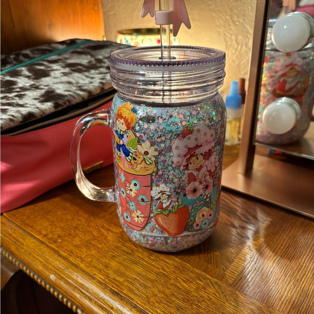Cute Glitter Mason Jar Tumbler with Straw